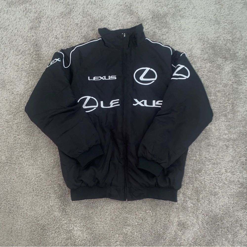 Lexus Bomber Jacket Full Zip Black Mens XL Racing Coat